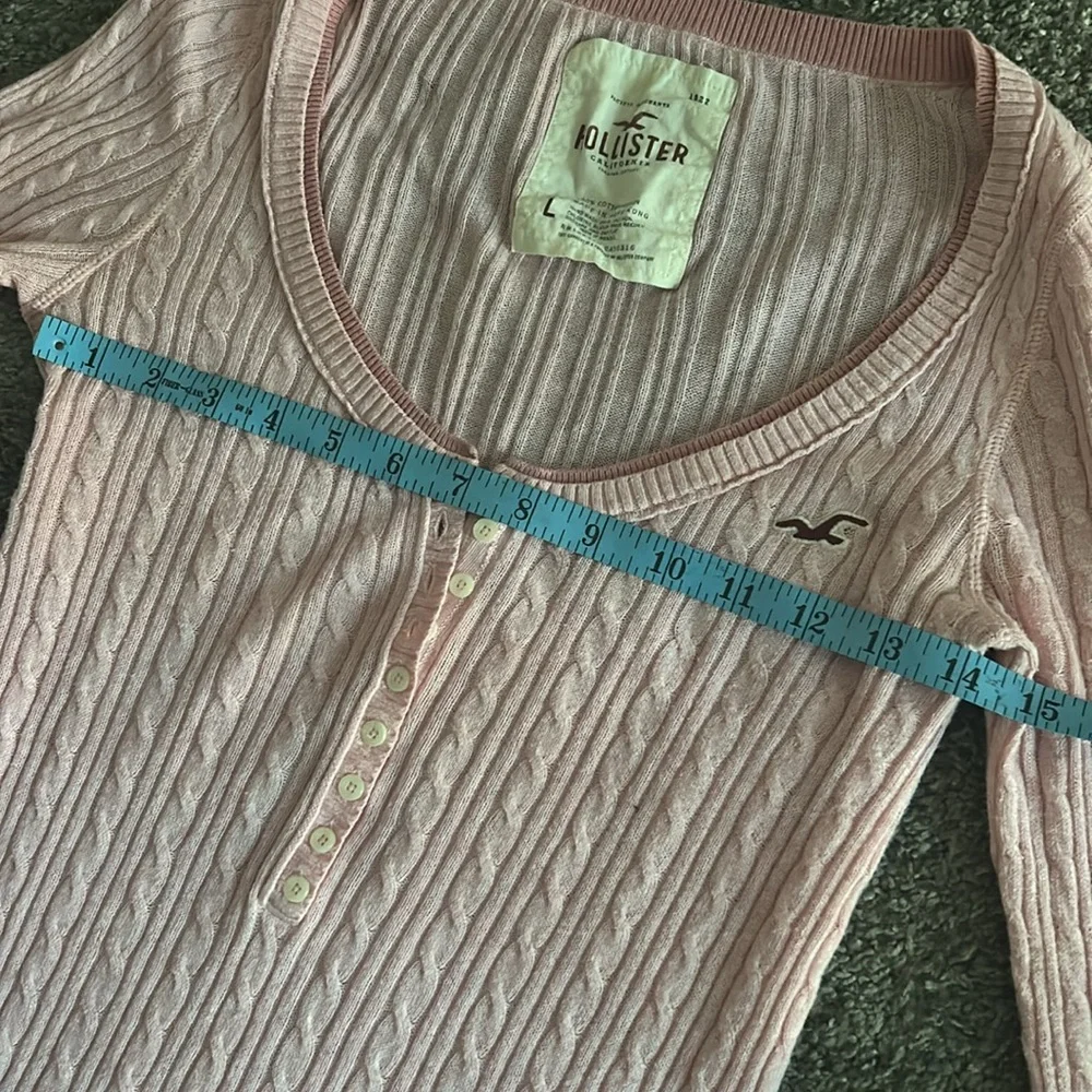 Rare Hollister Y2K vintage pink cable knit 3/4 sleeve Henley top - Picture 10 of 12